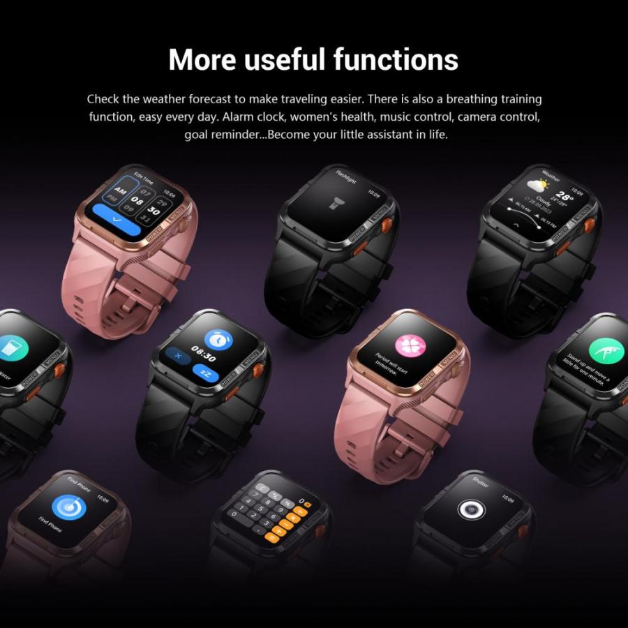 BLACKVIEW BT5.3 WATERPROOF-10M SMARTWATCH WITH DA GPT & LED TORCH BLACK
