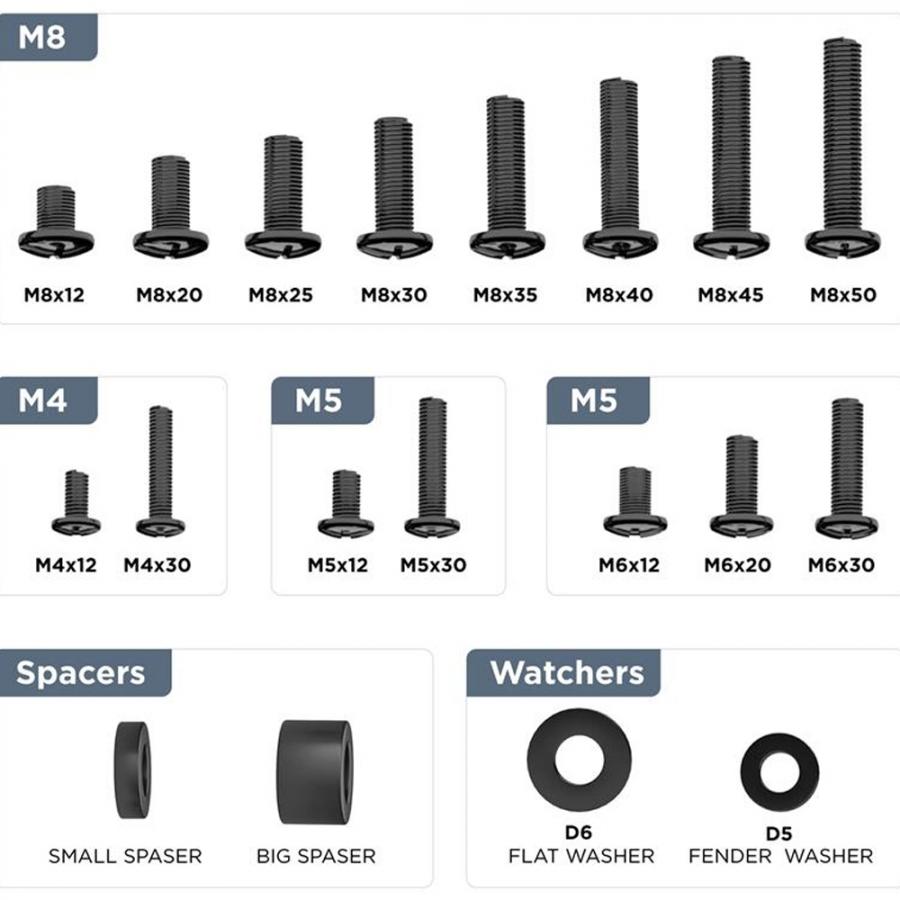 GEMBIRD UNIVERSAL WALLMOUNT SCREWS KIT BLACK