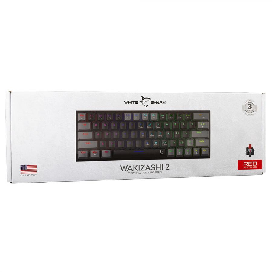 WHITE SHARK MECHANICAL KEYBOARD GK-002111V2 US RED SWITCH WAKIZASHI-2 BLACK/GREY