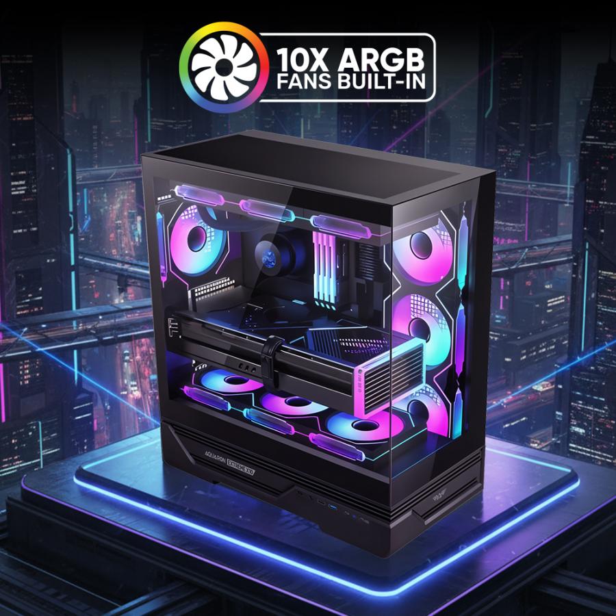 ARMAGGEDDON GAMING FULL ATX PC CASE AQUARON XTREME X10 BLACK
