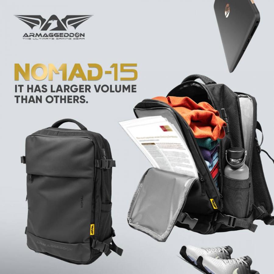 ARMAGGEDDON TRAVEL SPLASHPROOF BAKCPACK 15.6' NOMAD CARBON