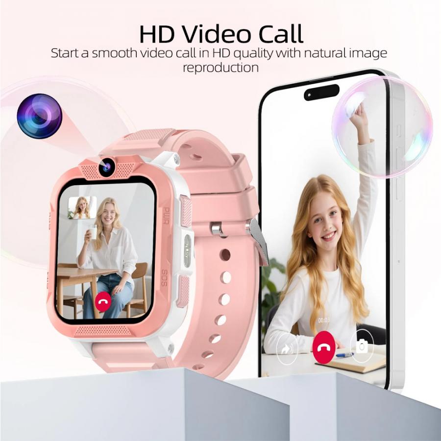 BLACKVIEW 4G KID WIFI WATERPROOF IP68 SMARTWATCH WITH LANYARD PINK