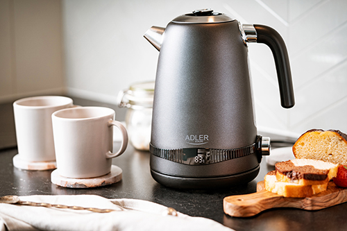 ADLER 1,7L STEEL ELECTRIC KETTLE WITH LCD AND TEMPERATURE CONTROL GREY