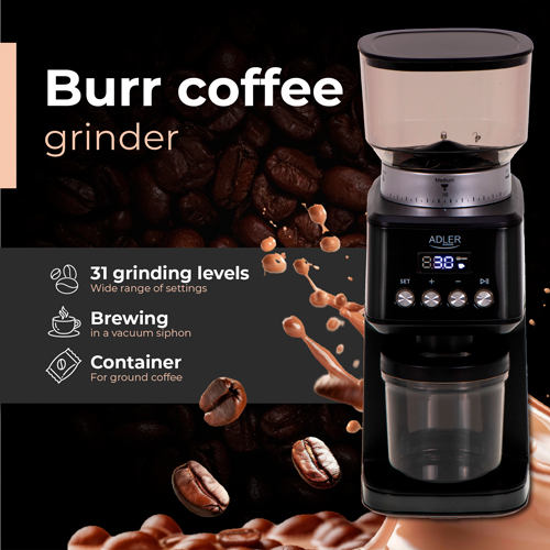 ADLER BURR COFFEE GRINDER 180W BLACK