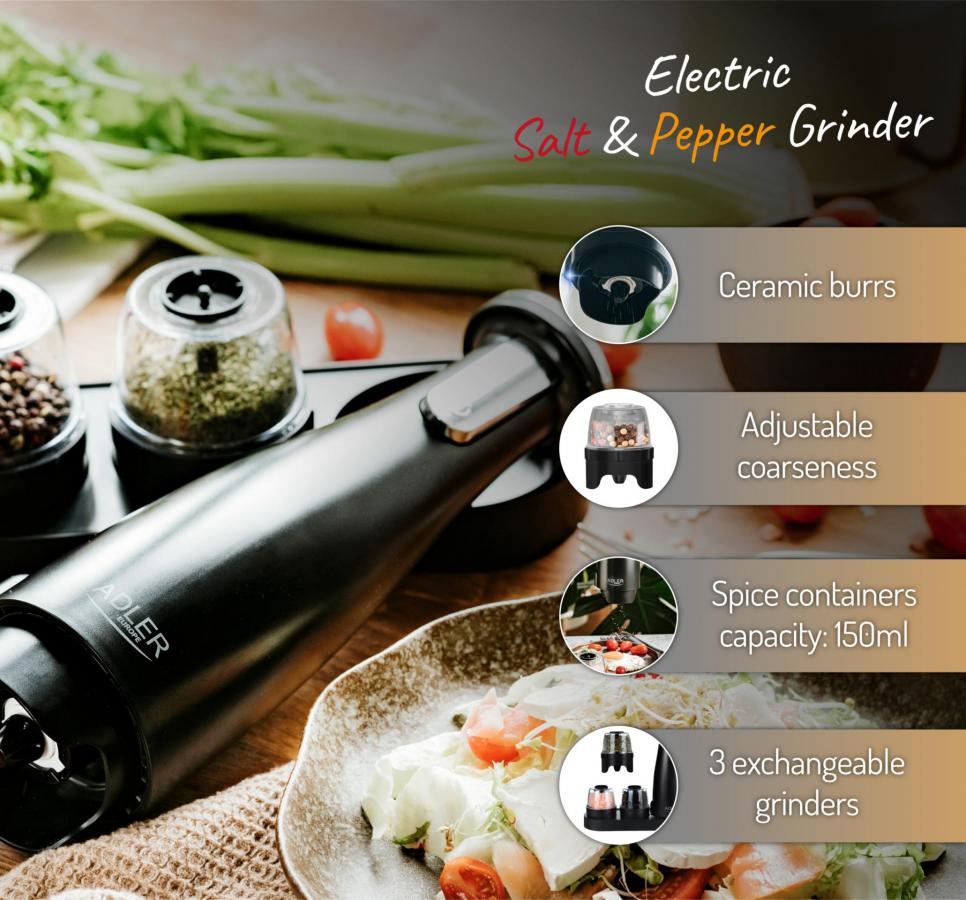 ADLER 3 IN 1 ELECTRIC SPICE GRINDER BLACK