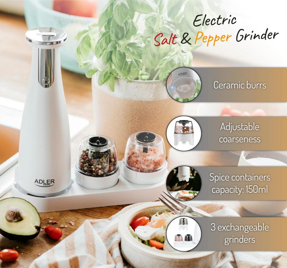 ADLER 3 IN 1 ELECTRIC SPICE GRINDER WHITE