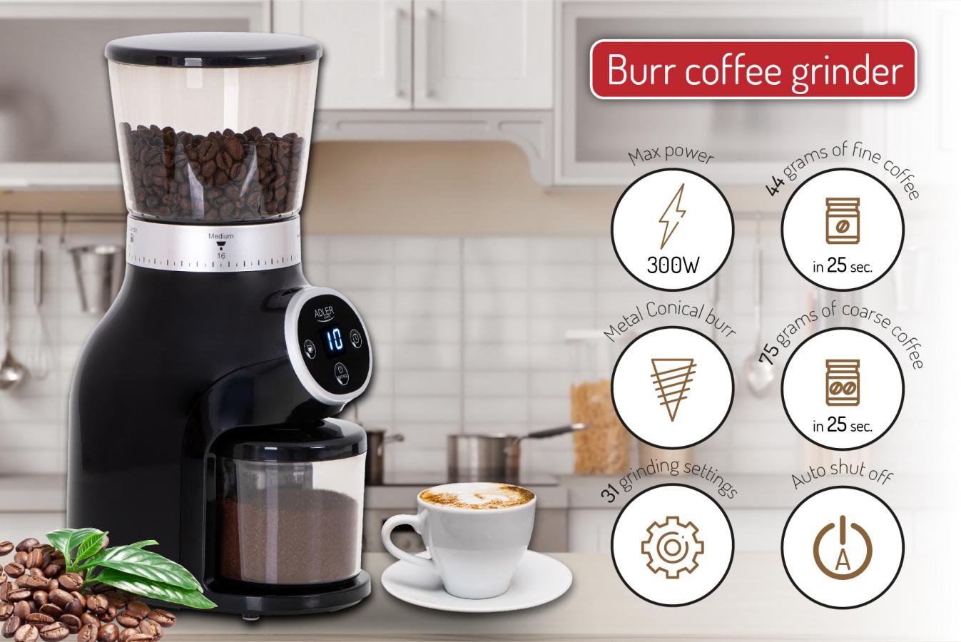 ADLER BURR COFFEE GRINDER BLACK