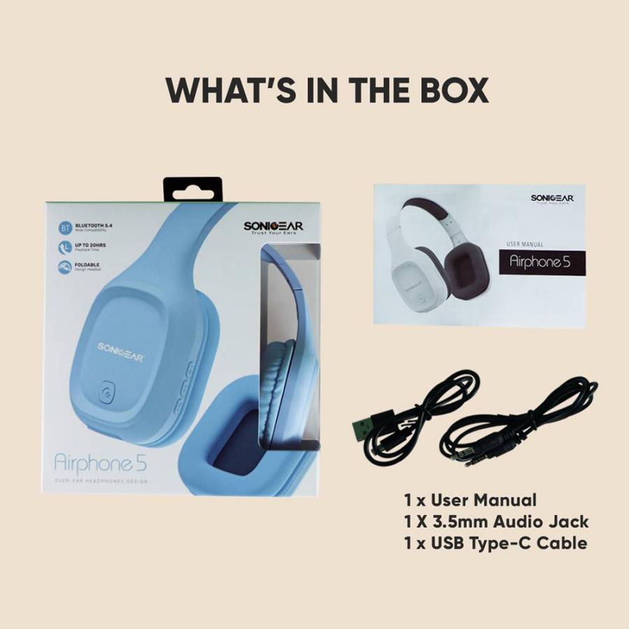 SONICGEAR BT5.4 OVER-EAR HEADPHONES AIRPHONE 5 RAINDROP