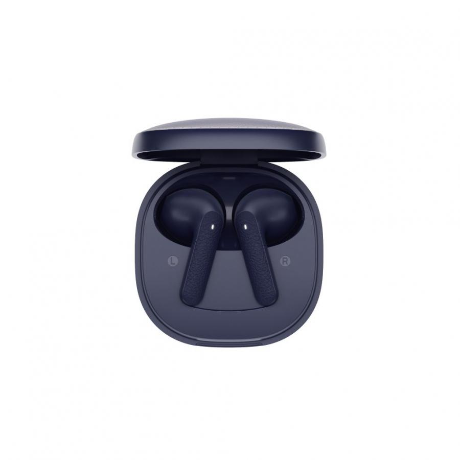 QCY Air Blue Semi-Ear TWS Earbuds, quad Mic ENC multi-point connection, leather grain case