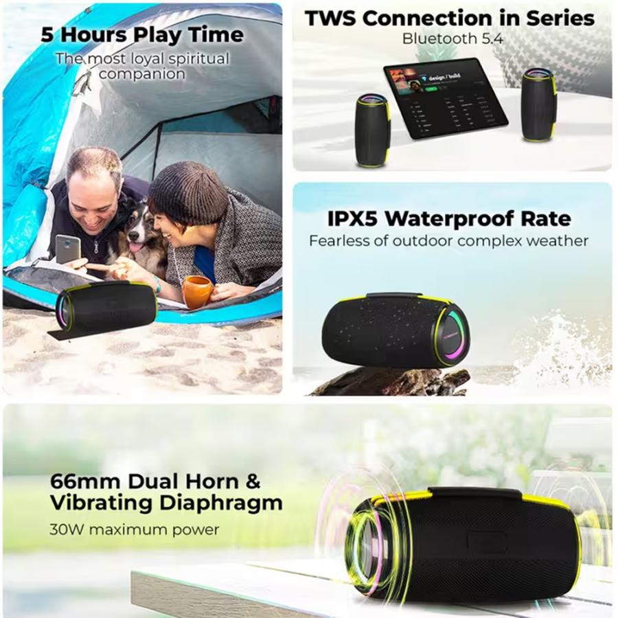 SONICGEAR BLUETOOTH 5.4 IPX5 TYPE-C SPEAKER SONICGO! BOOM 6 30W BLACK