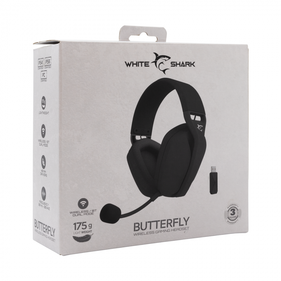 WHITE SHARK WIRELESS/BT GAMING HEADSET WGH-2442 BUTTERFLY BLACK