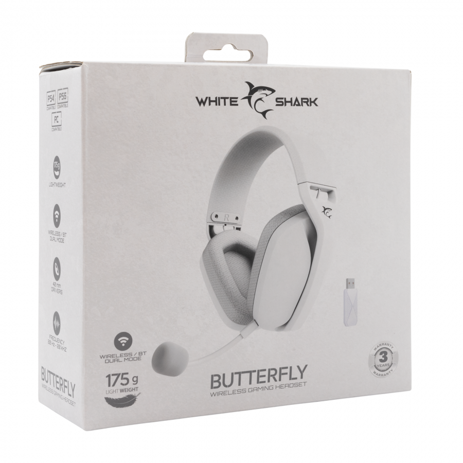 WHITE SHARK WIRELESS/BT GAMING HEADSET WGH-2442 BUTTERFLY WHITE