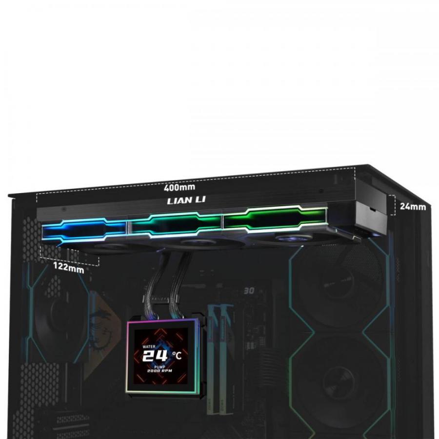 Lian Li HydroShift II LCD-S 360 RGB TL FLEX fan White - AIO CPU Liquid Cooler with TL RGB Fans