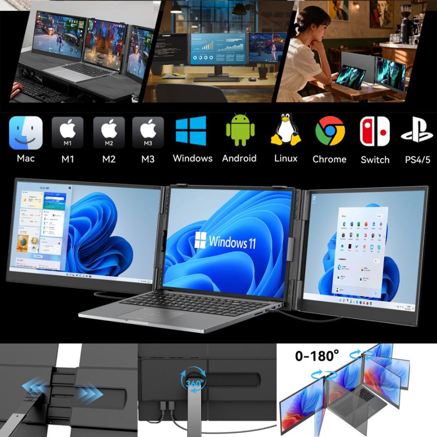 BLACKVIEW 15.3' DUAL LAPTOP SCREEN EXTENDER LCD 16:10 60Hz 1200P GREY