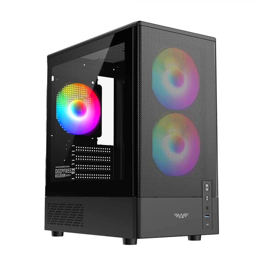 ARMAGGEDDON MICRO ATX CASE WITH 3X ARGB FANS & TYPE-C DEEPFREEZE DUPLEX 2 ARGB-C BLACK