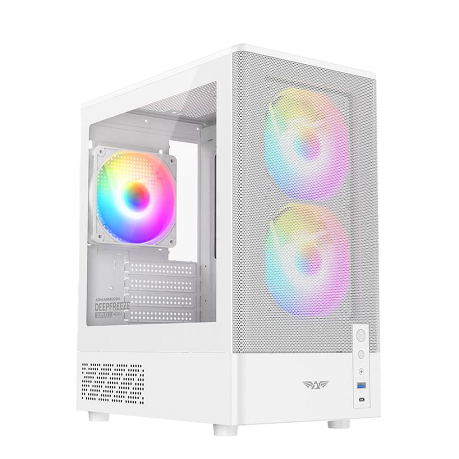 ARMAGGEDDON MICRO ATX CASE WITH 3X ARGB FANS & TYPE-C DEEPFREEZE DUPLEX 2 ARGB-C WHITE