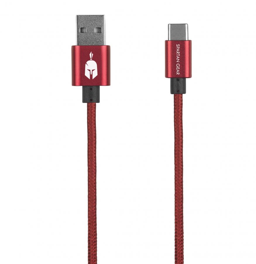 Spartan Gear - Double Sided 2m USB Cable (Type C)  - (Playstation 5, Xbox Series X/S, tablet, mobile)  Red