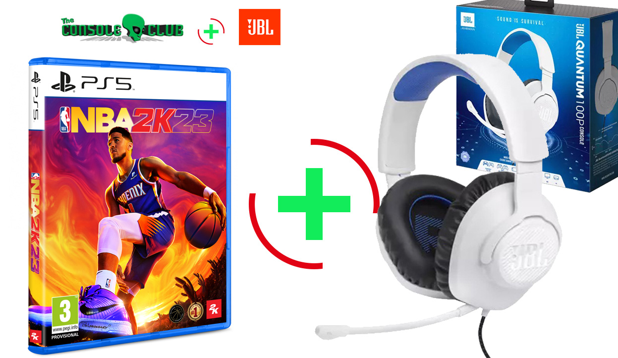 NBA 2K23  PS5   +  JBL Quantum 100P  Over-Ear Wired Gaming Headset ( PS5/PS4 Ideal ) 