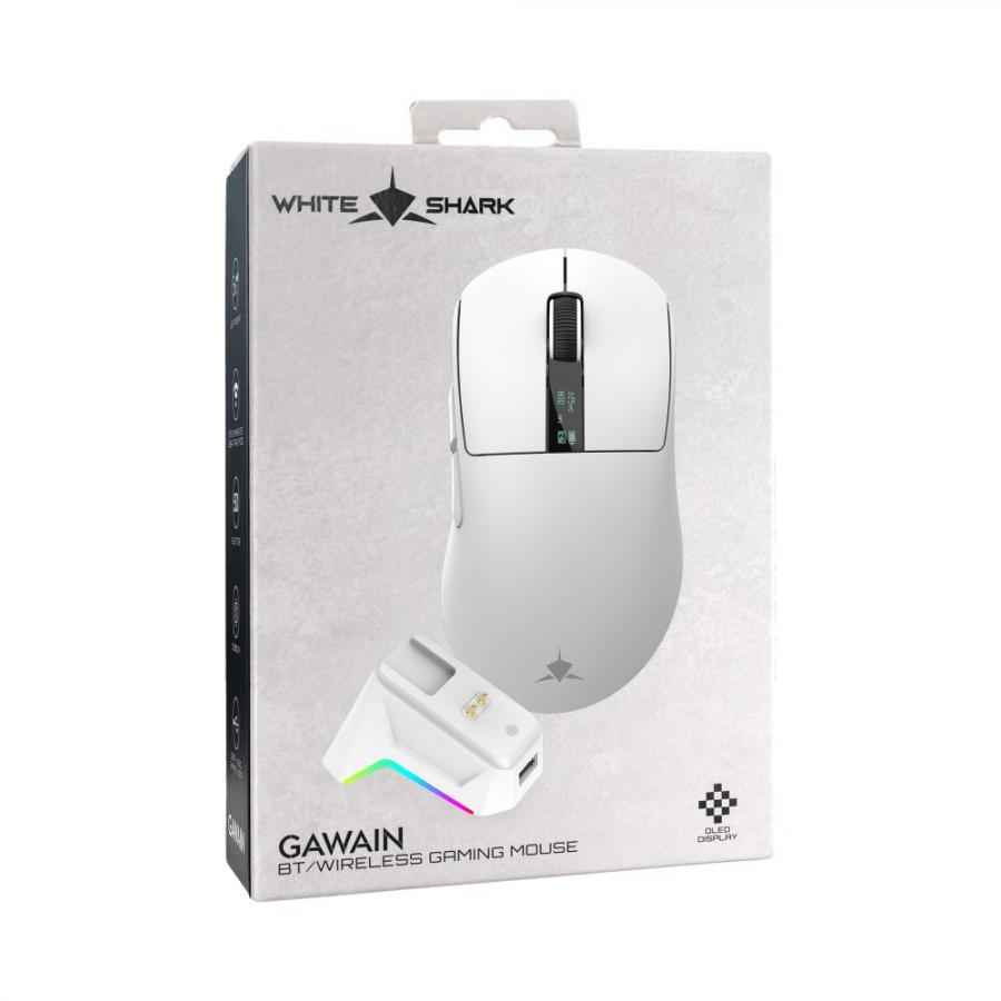 WHITE SHARK WIRELESS GAMING MOUSE 12000DPI WMG-5023 GAWAIN WHITE