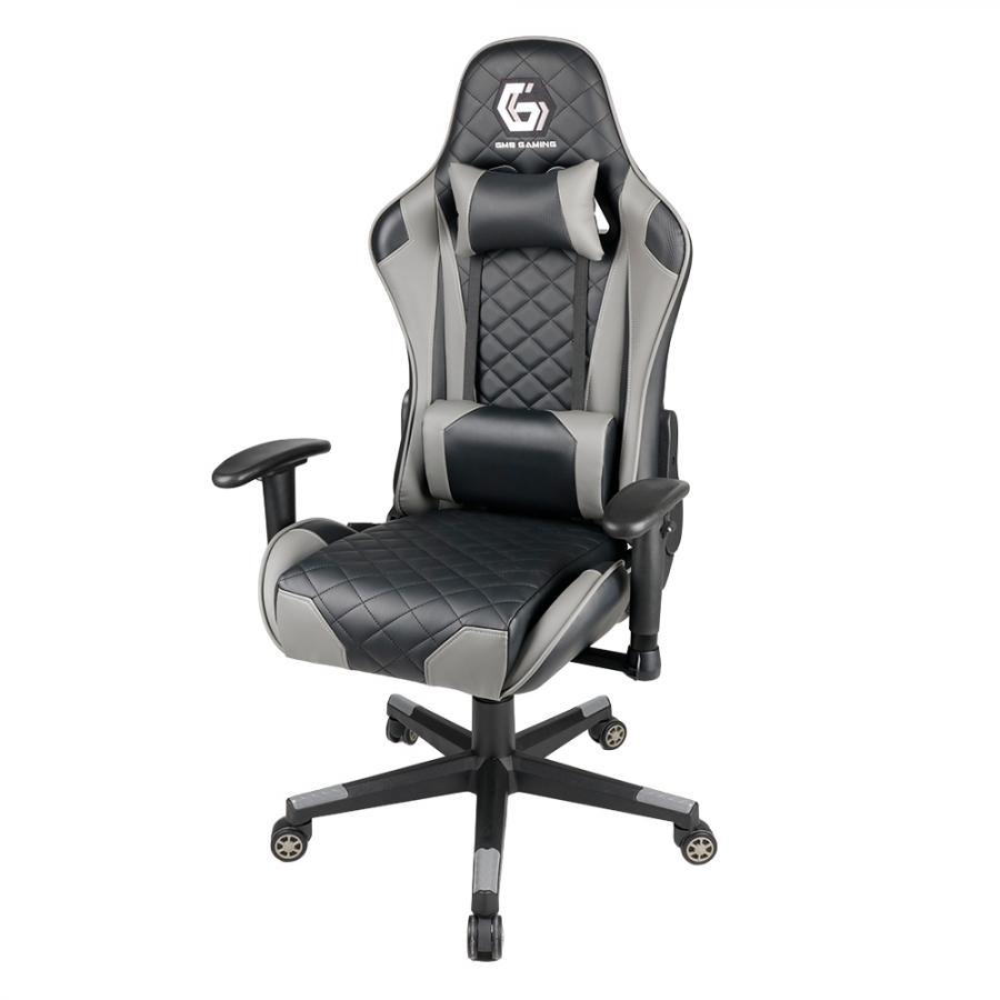 GEMBIRD GAMING PVC LEATHER CHAIR WITH PILLOWS BLACK GREY