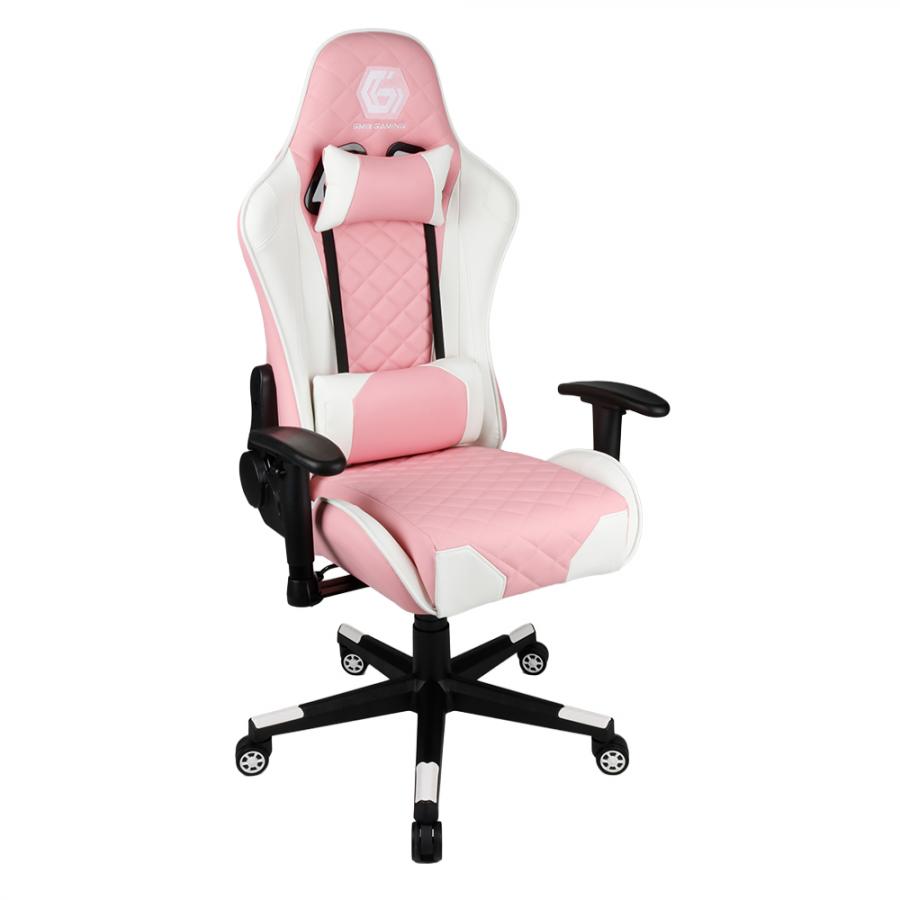 GEMBIRD GAMING PVC LEATHER CHAIR WITH PILLOWS WHITE PINK