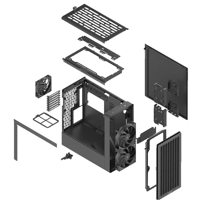 HAVN BF 360 Flow Black with 180mm fans - premium ATX mid-tower