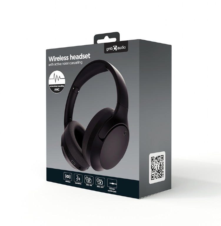 GEMBIRD BT HEADSET WITH ACTIVE NOISE CANCELLING BLACK