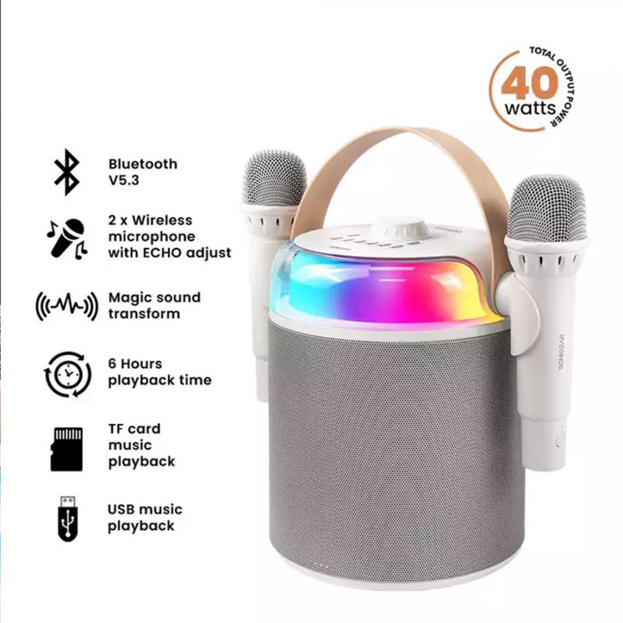 SONICGEAR BT5.3 PORTABLE RGB KARAOKE WIRELESS SPEAKER IOX K800 WHITE