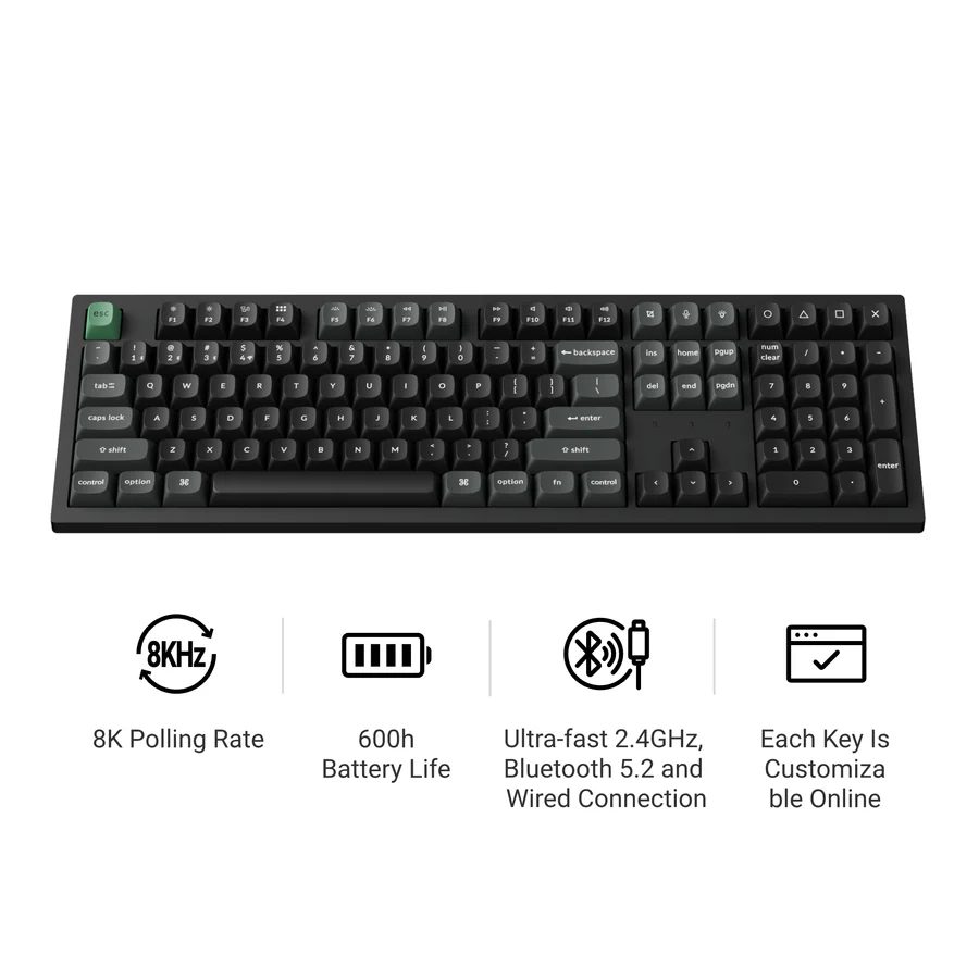 Keychron K10 Ultra (K10U-H1) ZMK Wireless 8K Mechanical Keyboard Red Switch (Hot-Swap) 100% Us Lay