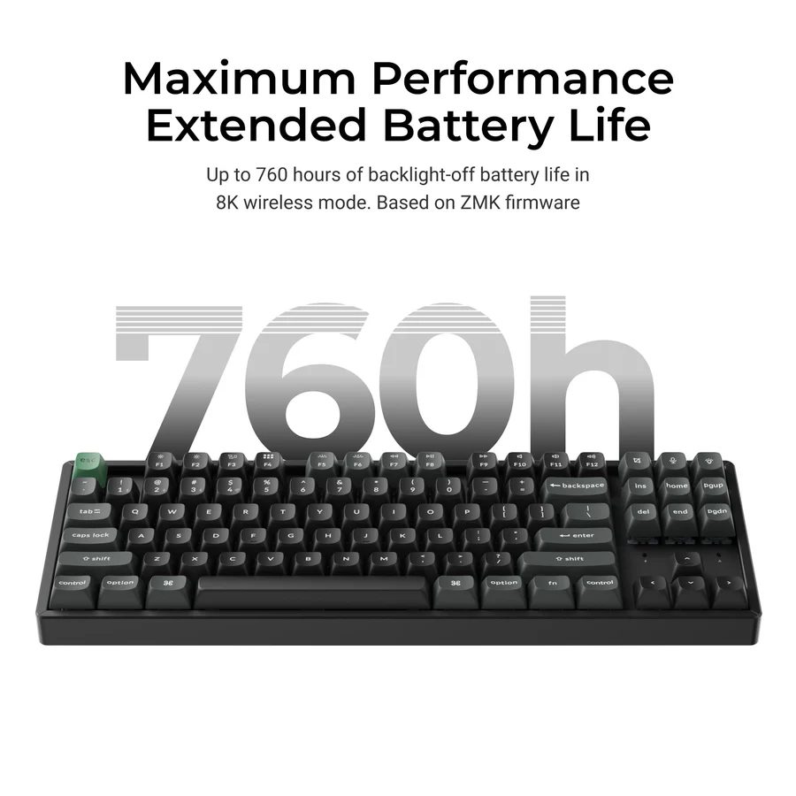 Keychron K8 Ultra (K8U-J3) ZMK Wireless 8K Mechanical Keyboard Brown Switch (Hot-Swap) 80% Us Layout