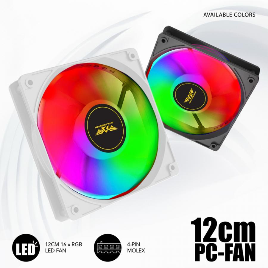 ARMAGGEDDON PC COOLING FAN 12CM CHROMA RGB KIT 3000 (5 PACK) WHITE
