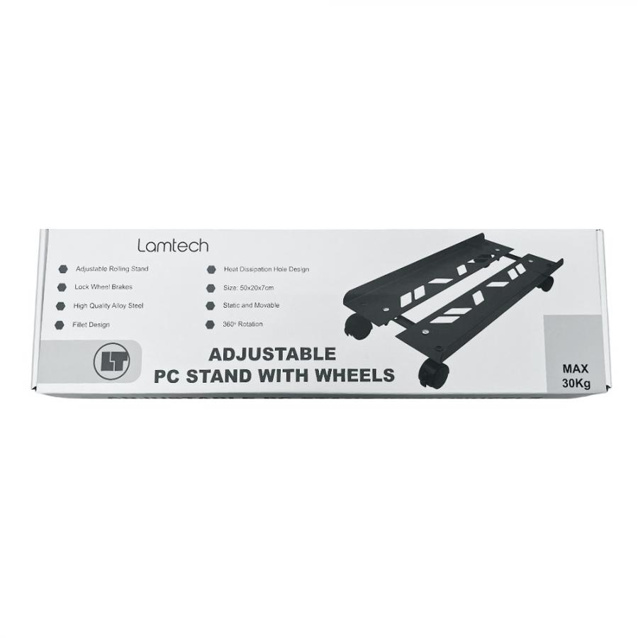 LAMTECH ADJUSTABLE PC STAND WITH WHEELS MAX 30KG BLACK