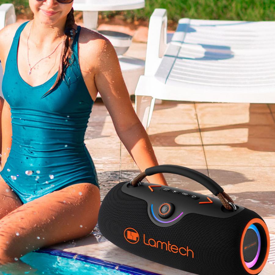 LAMTECH PORTABLE WIRELESS V5.3 SPEAKER 80W BLACK ORANGE