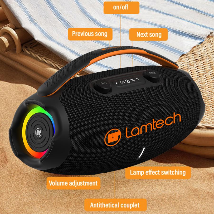 LAMTECH WIRELESS V5.3 STEREO PARTY BOX 60W BLACK ORANGE