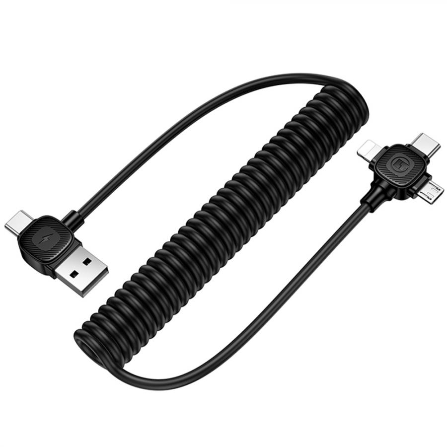 LAMTECH 6-IN-1 CHARGING CABLE TYPE-C/USB TO TYPE-C/LIGHTNING-MICRO-USB 3A 1.5M BLACK