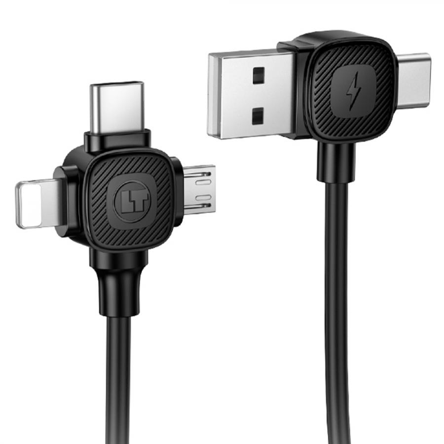 LAMTECH 6-IN-1 CHARGING CABLE TYPE-C/USB TO TYPE-C/LIGHTNING-MICRO-USB 3A 1.5M BLACK