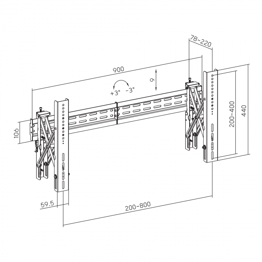 SBOX WALL MOUNT/VIDEO WALL 37'-70' VESA 800x400 MAX