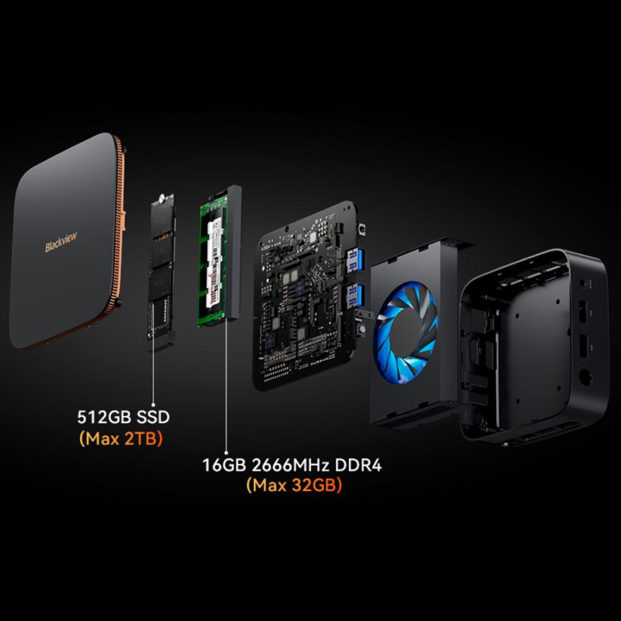 BLACKVIEW MINI PC AMD RYZEN3 3300U 8GB DDR4 256GB SSD 2280 4K WIFI5 WIN 11 PRO BLACK