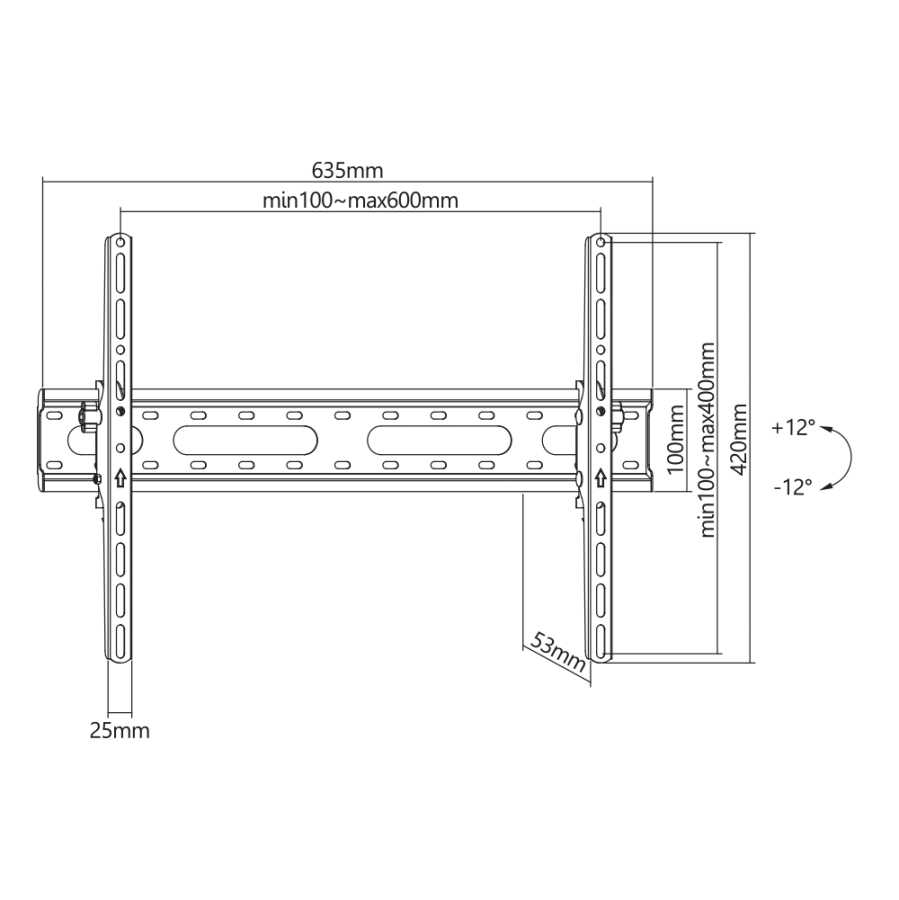 SBOX WALL MOUNT 37'-80' TILT VESA MAX 600x400