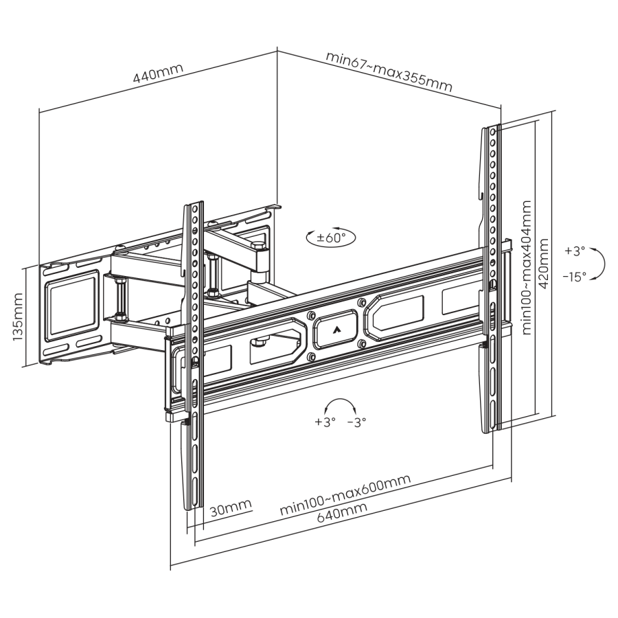 SBOX WALL MOUNT 37'-80' VESA 600x400 MAX