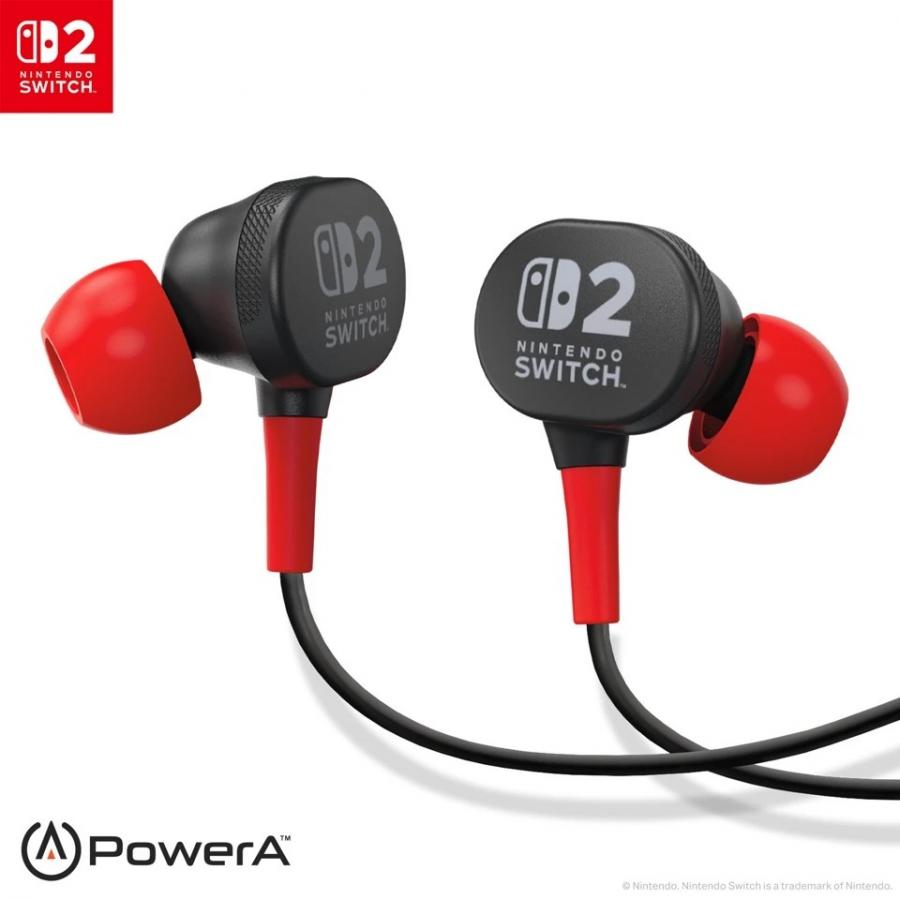 PowerA Wired Earbuds Black Nintendo Switch 2 NEW