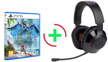 Horizon 2 Forbidden West  PS5 NEW (Με ελληνικό μενού και ελληνικούς υπότιτλους)  +PreOrder Bonus  + JBL Quantum 350, Over-Ear Wireless 2.4Ghz Gaming Headset, (Black)