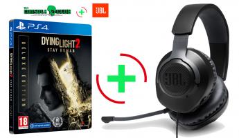 Dying Light 2: Stay Human - Deluxe Edition   + Preorder Bonus  PS4 NEW + JBL Quantum 100, Over-Ear Wired Gaming Headset (Black)
