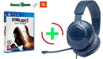 Dying Light 2: Stay Human  + Preorder Bonus  PS4   + JBL Quantum 100, Over-Ear Wired Gaming Headset (Blue)