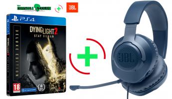 Dying Light 2: Stay Human - Deluxe Edition  + Preorder Bonus  PS4 NEW + JBL Quantum 100, Over-Ear Wired Gaming Headset (Blue)