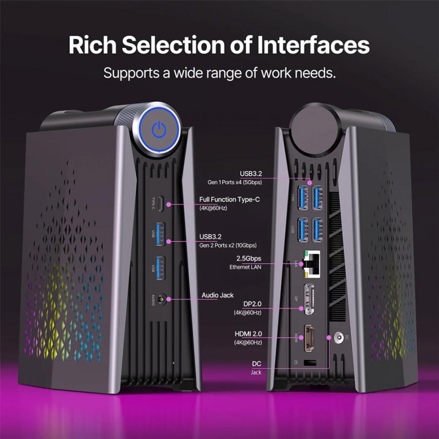ACEMAGIC MINI PC RYZEN 9 (16GB+512GB) WIN11 PRO RGB BLACK