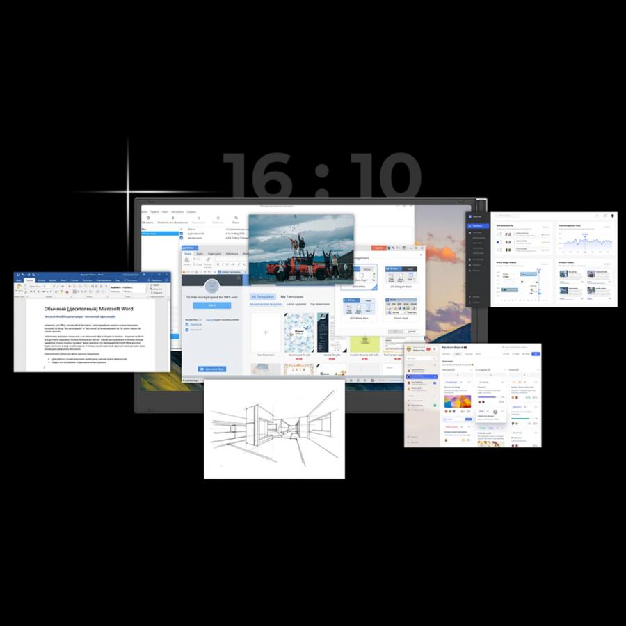 BLACKVIEW 15.3' SINGLE LAPTOP SCREEN EXTENDER LCD 16:10 60Hz 1200P GREY