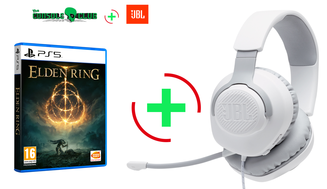 Elden Ring Launch Edition PS5 NEW + JBL Quantum 100, Over-Ear Wired Gaming Headset (White)