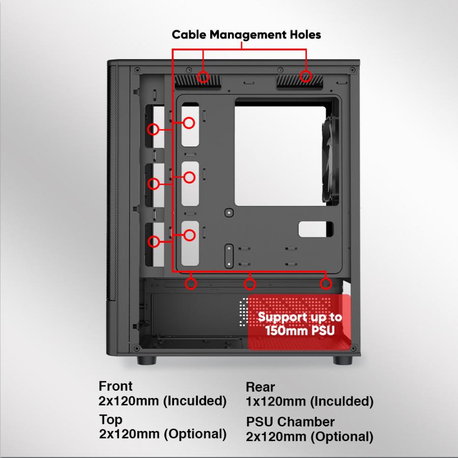 ARMAGGEDDON MICRO ATX CASE WITH 3X CHROMA FANS DEEPFREEZE DUPLEX 2 CHROMA WHITE