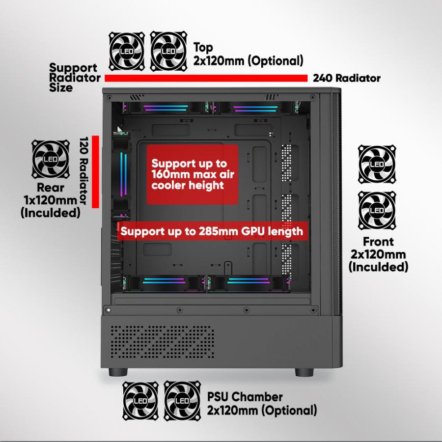 ARMAGGEDDON MICRO ATX CASE WITH 3X CHROMA FANS DEEPFREEZE DUPLEX 2 CHROMA WHITE